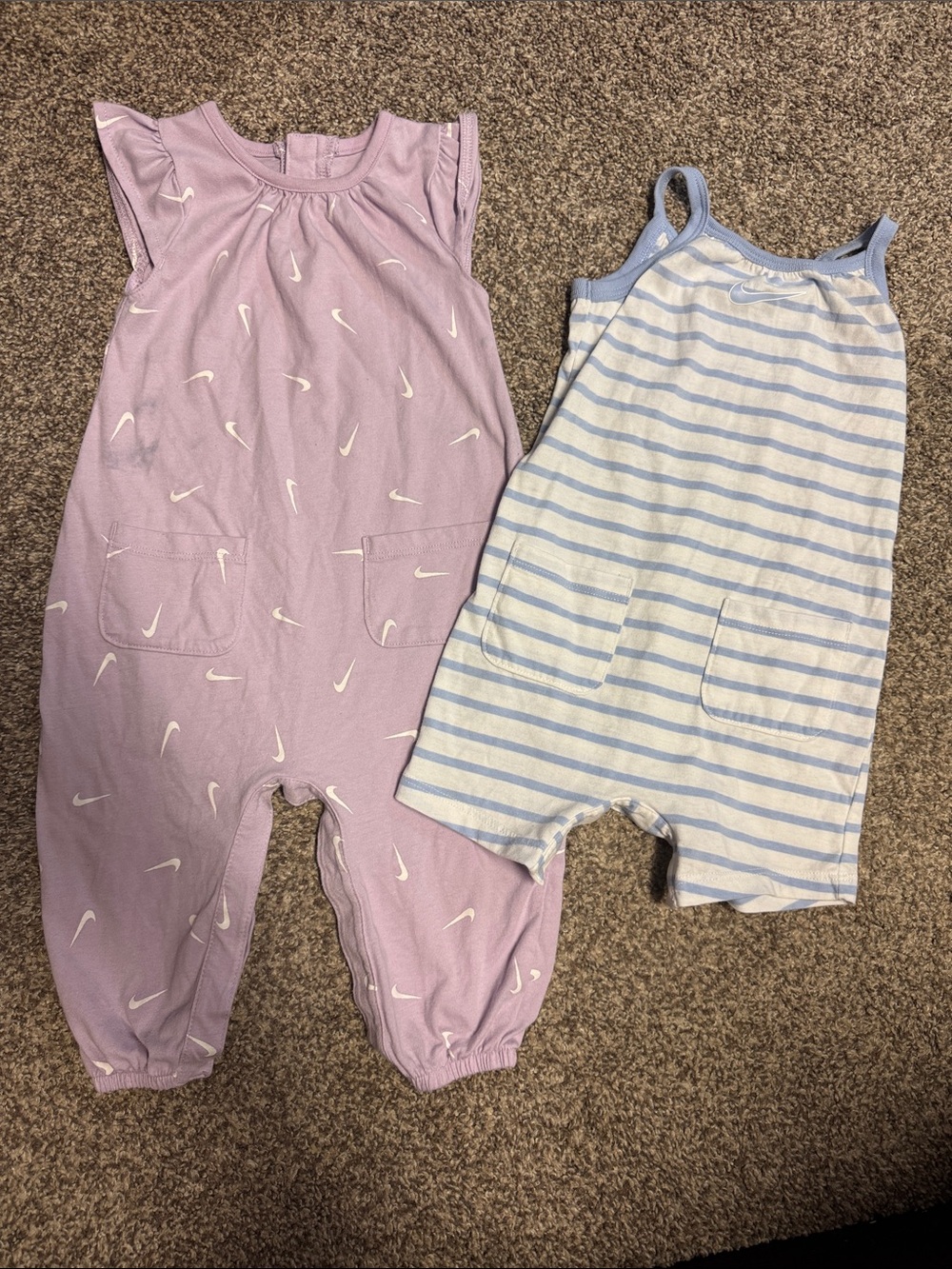 Nike Lavender & Light Blue Baby Romper Pair Girls 12months